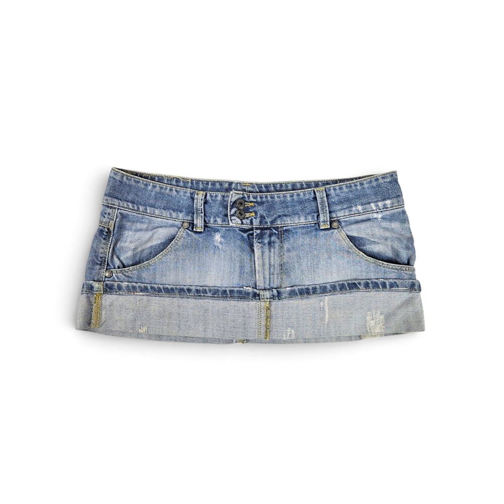 Y2k Euro Denim Micro Mini Skirt Low-Rise Vintage - Size Small